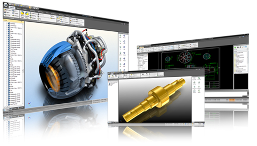 IronCAD 메뉴와 TriBall 3D 모델링 화면